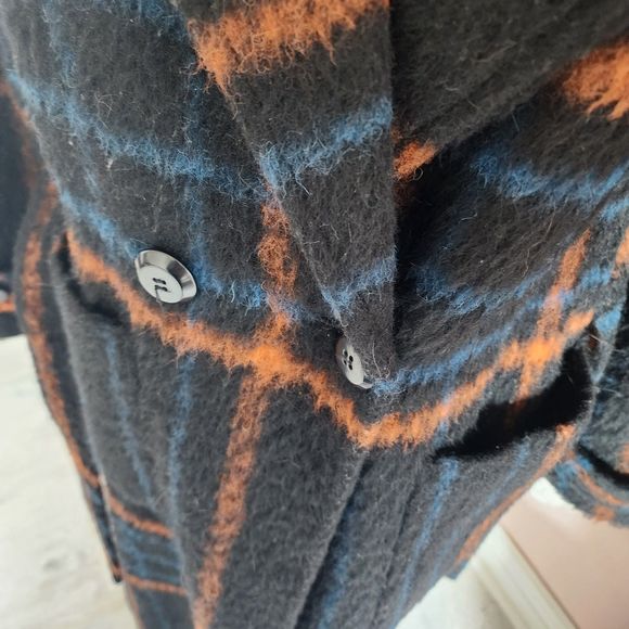 SOLD Trina Turk Wool double breasted mohair long coat fun colors  belt 6 - Picture 12 of 13